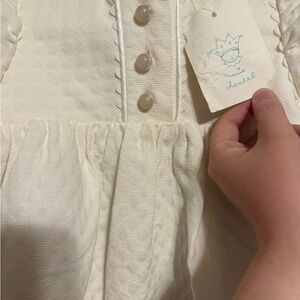 Marie Chantal Cream Textured Button-Front Dress